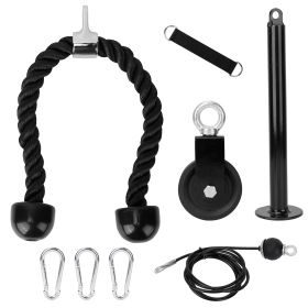 8Pcs Cable Pulley System Gym Fitness LAT and Lift Pulley System DIY Home Gym Equipment Gym Machine w/ Tricep Rope Cable Attachment For Arm Strength Tr