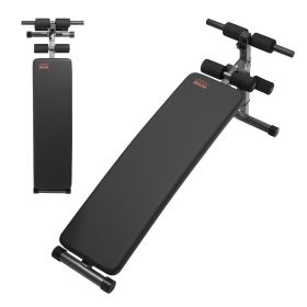 VEVOR Sit Up Bench, Folding Curved Decline Ab Bench, with 5 Adjustable Height Settings, Heavy-Duty Steel, Non-Slip Design