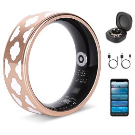 Smart Ring Health Tracker Fitness/Sleep/Stress/HRV Tracker with Charging Case Magnetic Charging Cable for Women & Men Compatible with iOS & Android 7- (Option: Cloud_10)