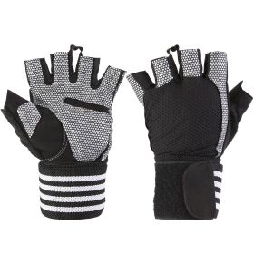 Fitness Workout Gloves Weight Lifting Gym Workout Training with Wrist Wrap Strap for Men Women (Option: L)