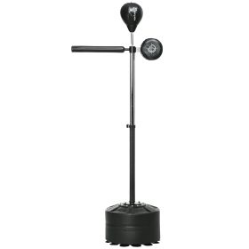 Free Standing Boxing Bag with Stand, Punching Speed Bag Reaction Bar Challenge with Suction Cups, 64-81in Adjustable Height for Teenagers and Adu (Option: Black-855x200x200 mm)